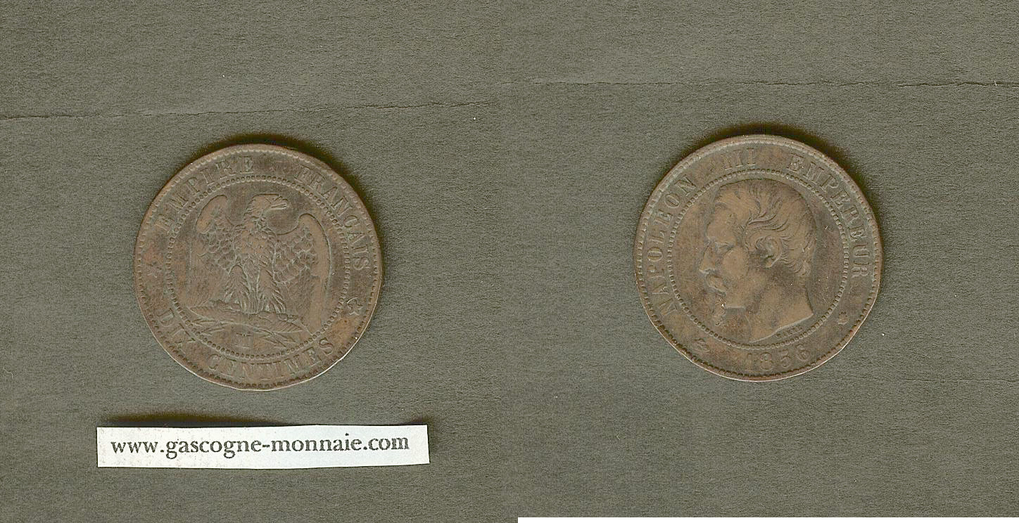 10 centimes Napoleon III 1856MA VF+/gVF